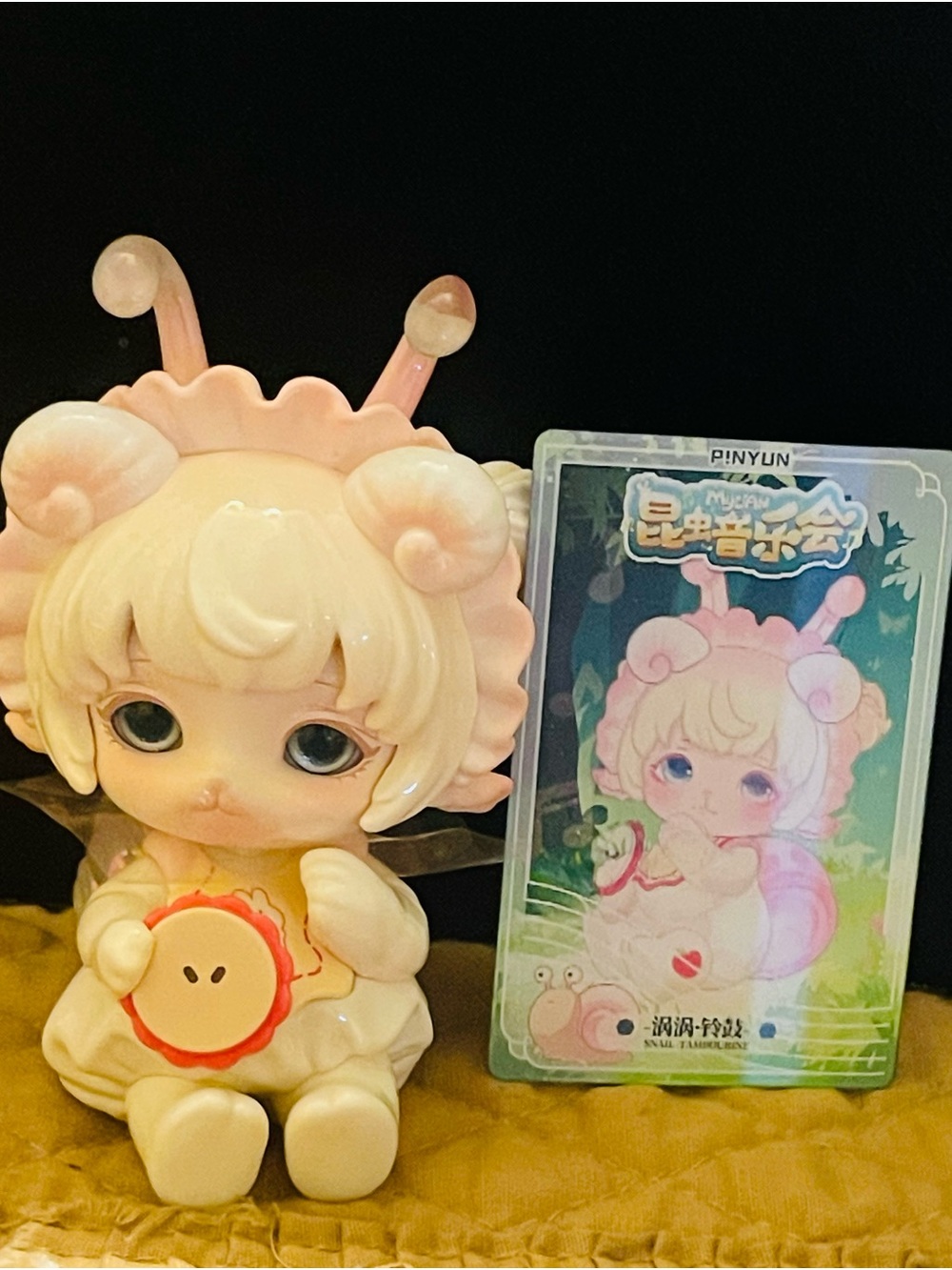 Cute Pastel Bug Doll Figurine in Pink and Cream